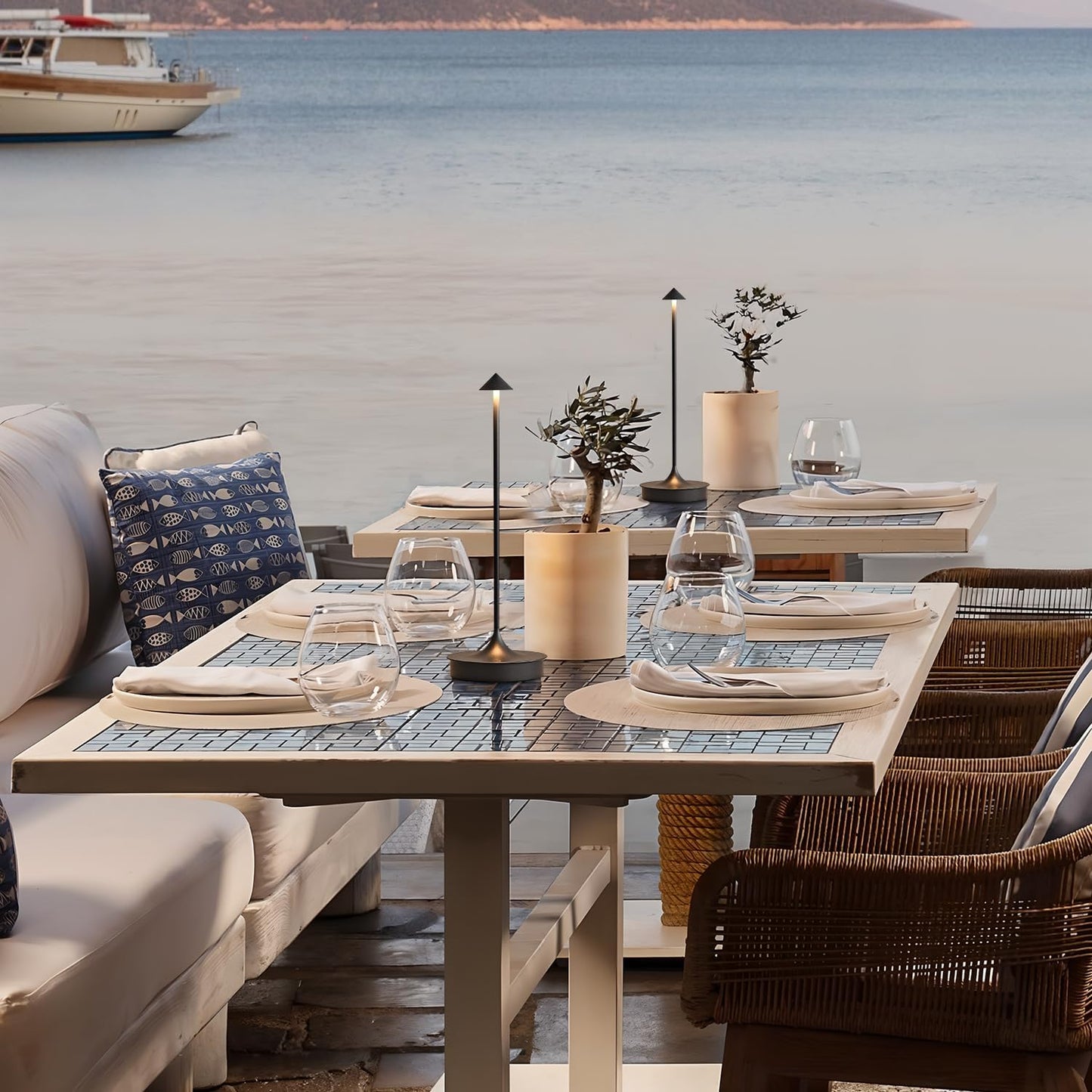 Cordless Rechargeable LED Table Lamp with Touch Dimming & Waterproof Design