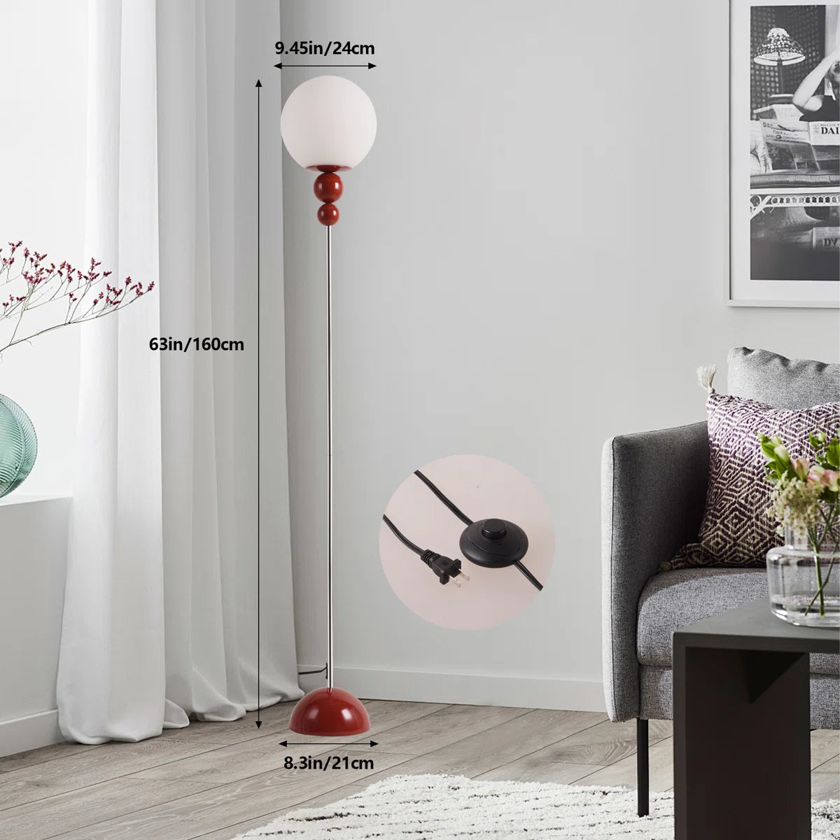 Floor Lamp with Metal and Glass Design for Living Room Ambiance