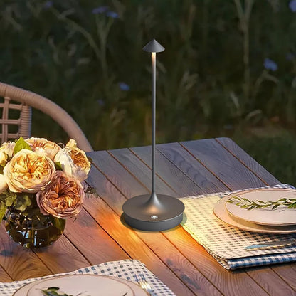 Cordless Rechargeable LED Table Lamp with Touch Dimming & Waterproof Design