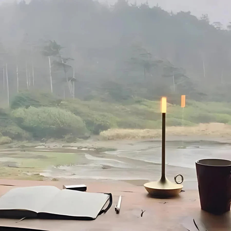 Wick LED Candle Table Lamp with Touch Control & USB Rechargeable Design