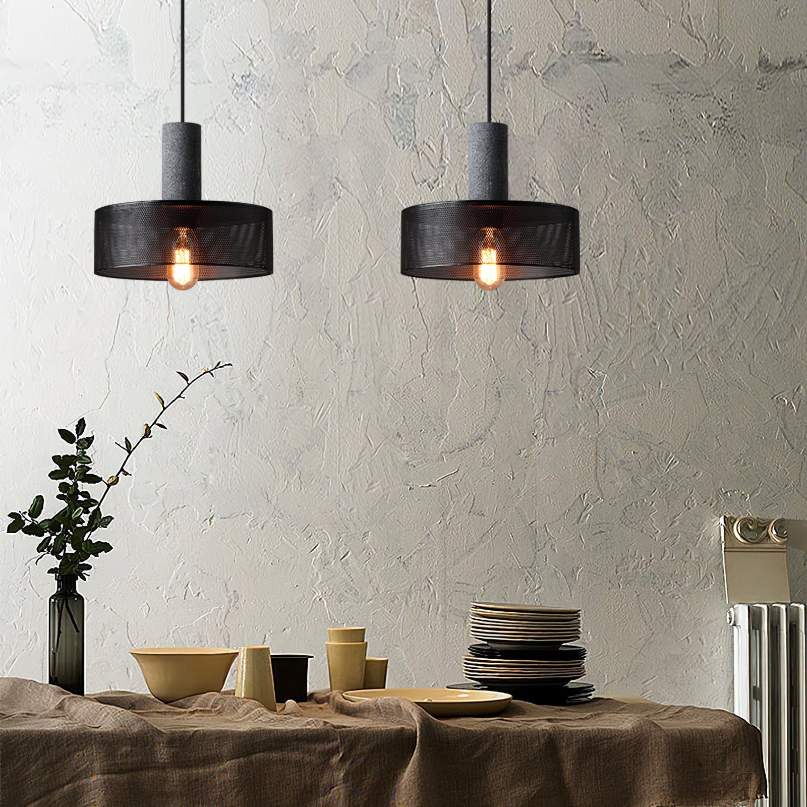Black Concrete Pendant Lamp - Unique Urban Design for Kitchen Pendant Lighting 8