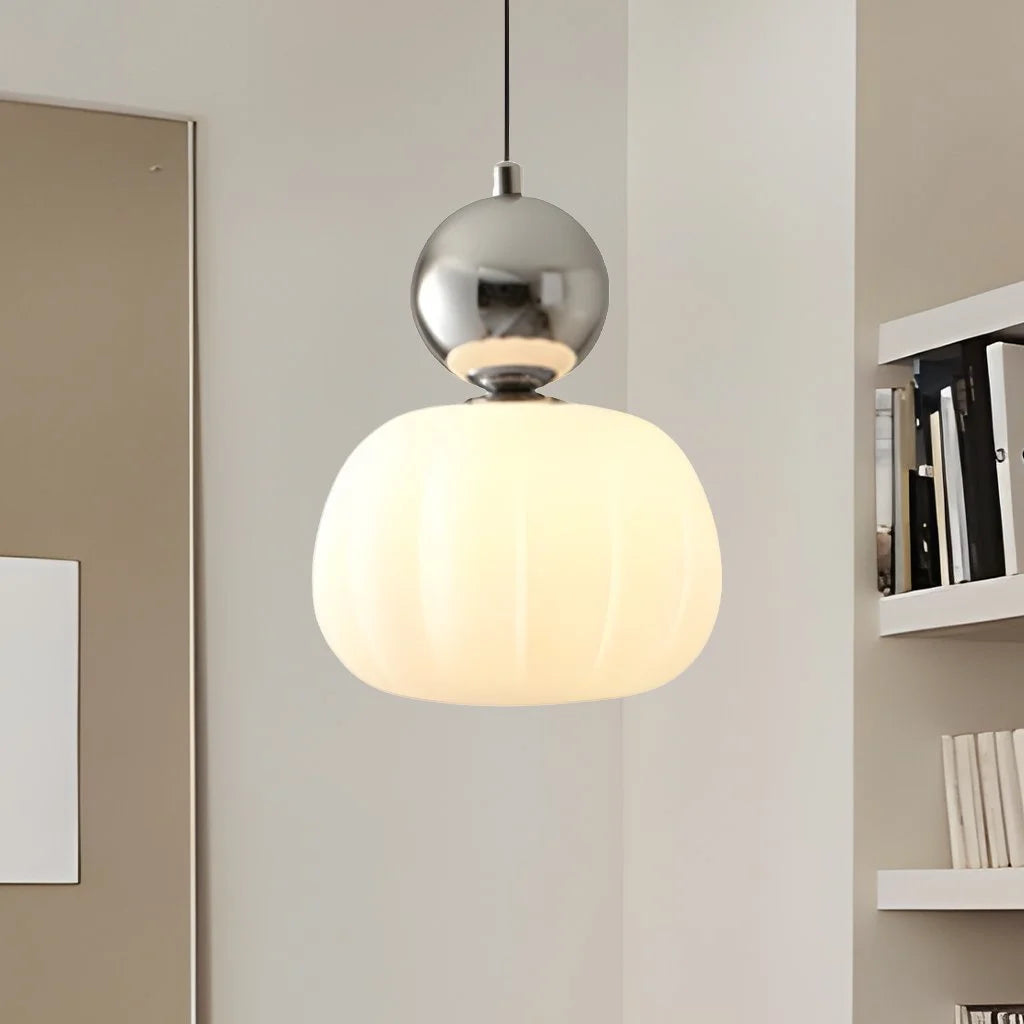 Cream Art Deco Pendant Light - Elegant Kitchen Pendant Lighting, Glass Design 11