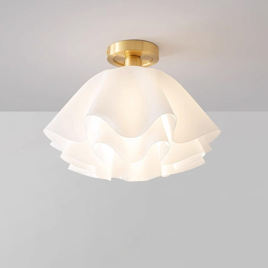 Elegant Brass Flush Mount Ceiling Light with Unique Pleated Design for Home Decor 0