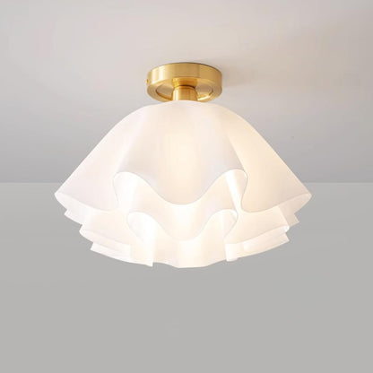 Elegant Brass Flush Mount Ceiling Light with Unique Pleated Design for Home Decor 3