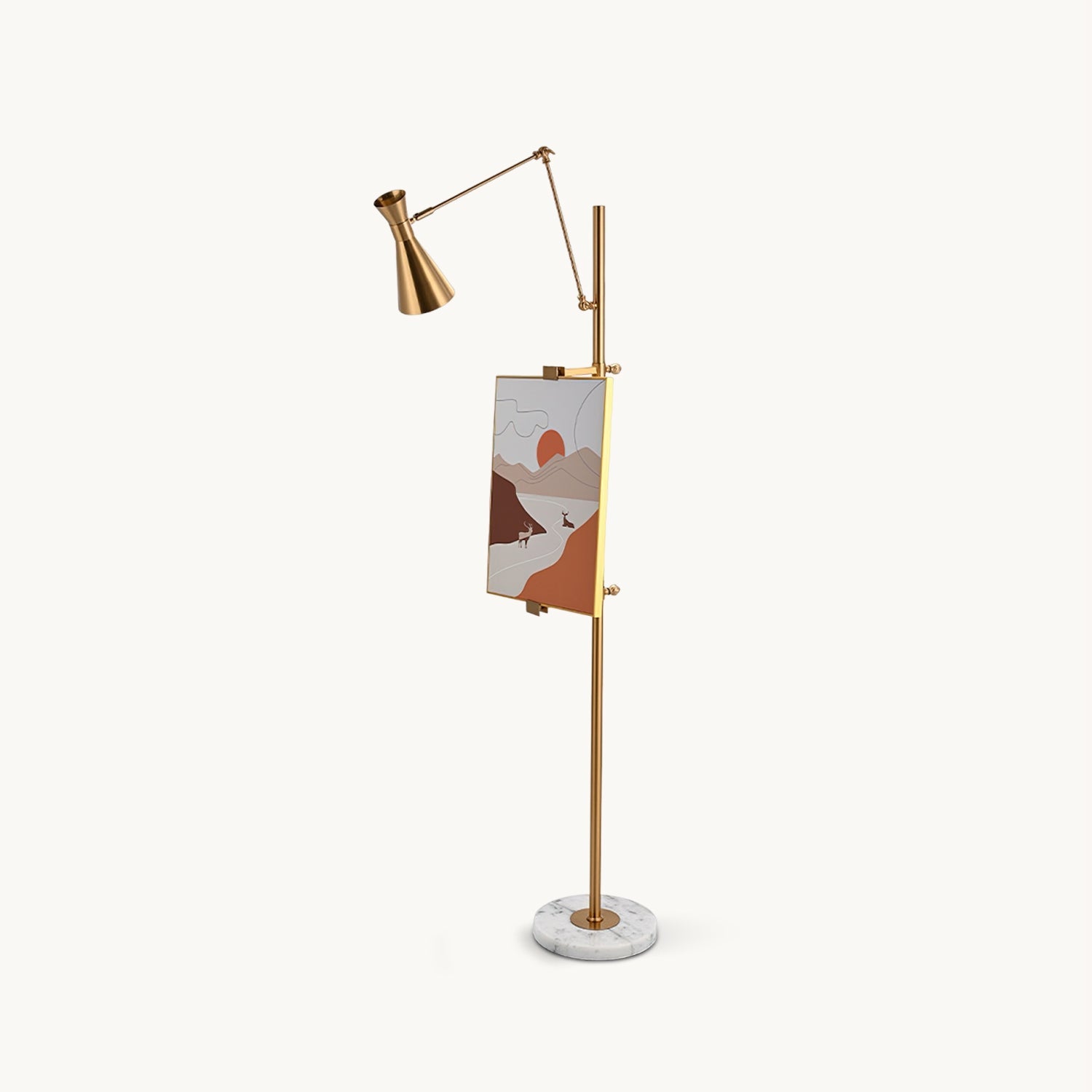 Elegant Gold Floor Lamp with Marble Base for Living Room Art Display 1