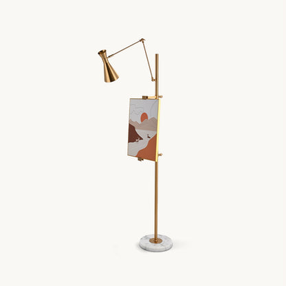 Elegant Gold Floor Lamp with Marble Base for Living Room Art Display 1