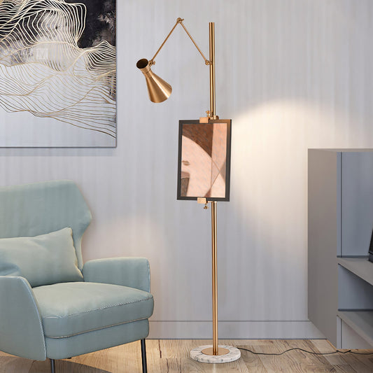 Elegant Gold Floor Lamp with Marble Base for Living Room Art Display 2