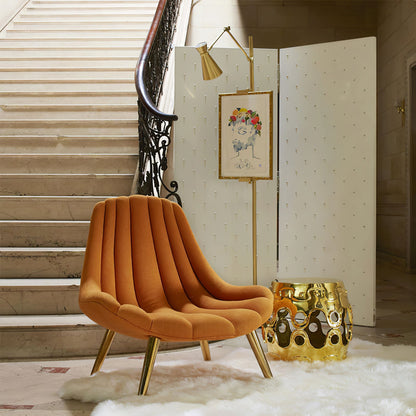 Elegant Gold Floor Lamp with Marble Base for Living Room Art Display 3