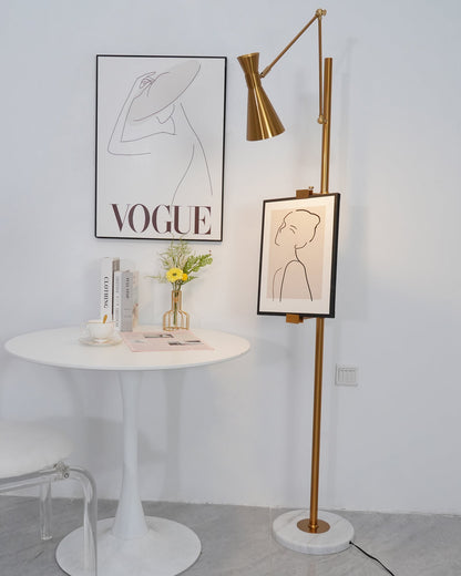 Elegant Gold Floor Lamp with Marble Base for Living Room Art Display 5