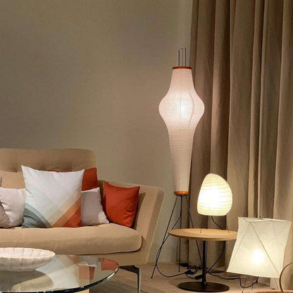 Elegant Japanese Mulberry Paper Floor Lamp for Living Room Indoor Illumination