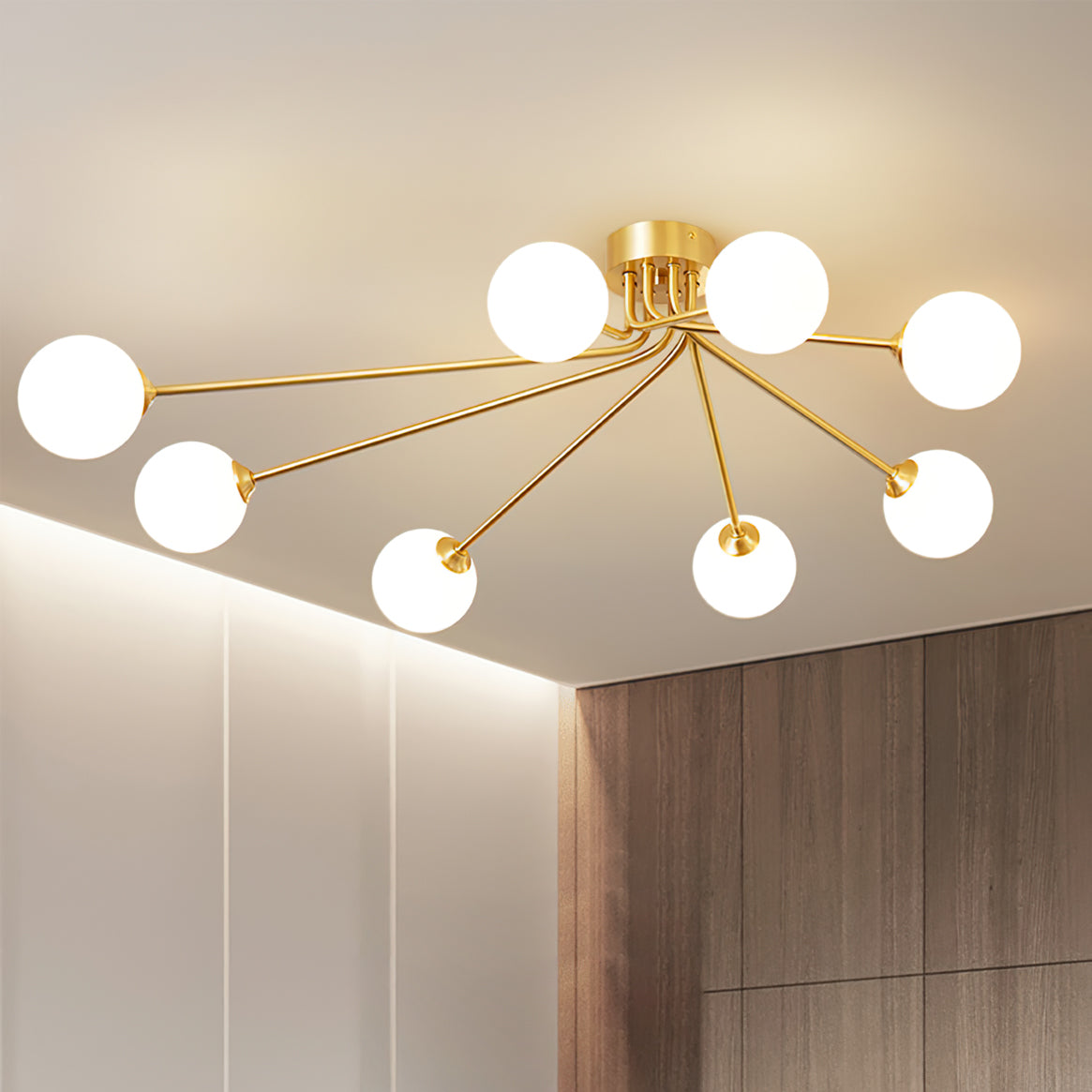 Elegant Minimalist Brass Ceiling Light Fixture for Dining Room and Modern Interiors 4