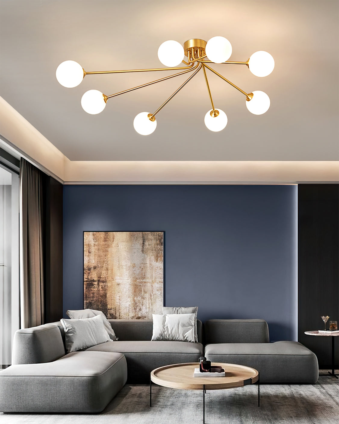 Elegant Minimalist Brass Ceiling Light Fixture for Dining Room and Modern Interiors 6