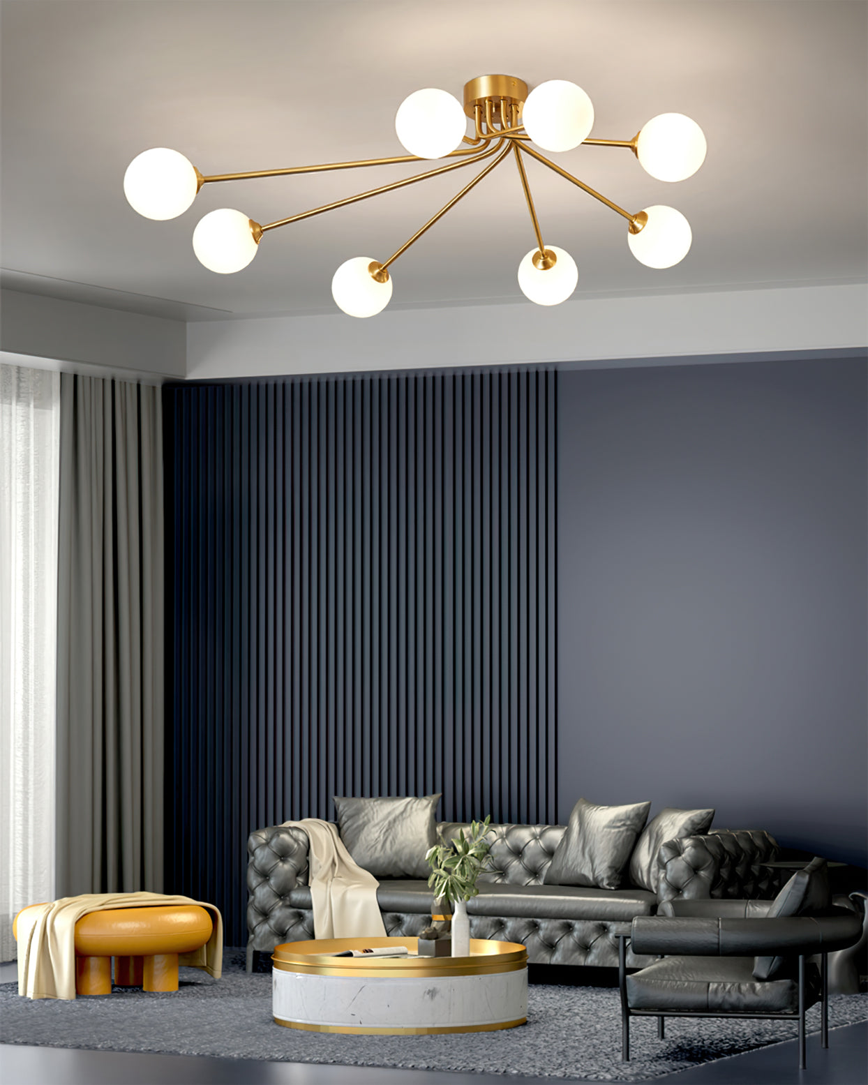 Elegant Minimalist Brass Ceiling Light Fixture for Dining Room and Modern Interiors 8