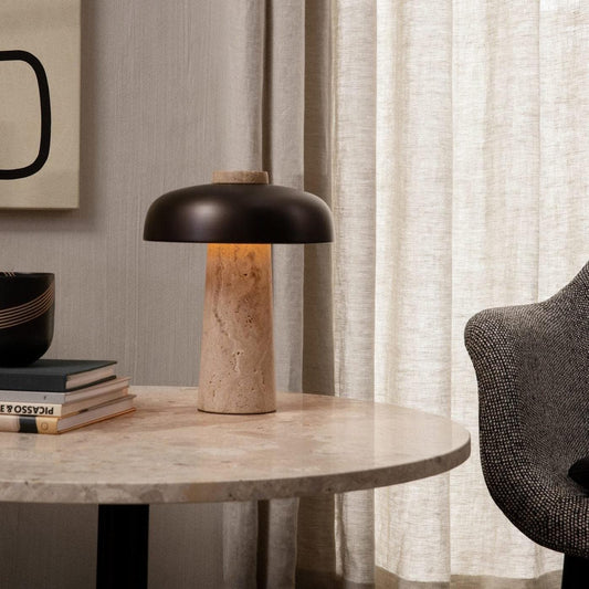 Elegant Reverse Table Lamp with Natural Stone Finish for Warm Indoor Lighting 0
