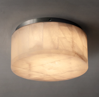 Elegant Round Alabaster Flush Mount Ceiling Light Fixture for Indoor Spaces 0