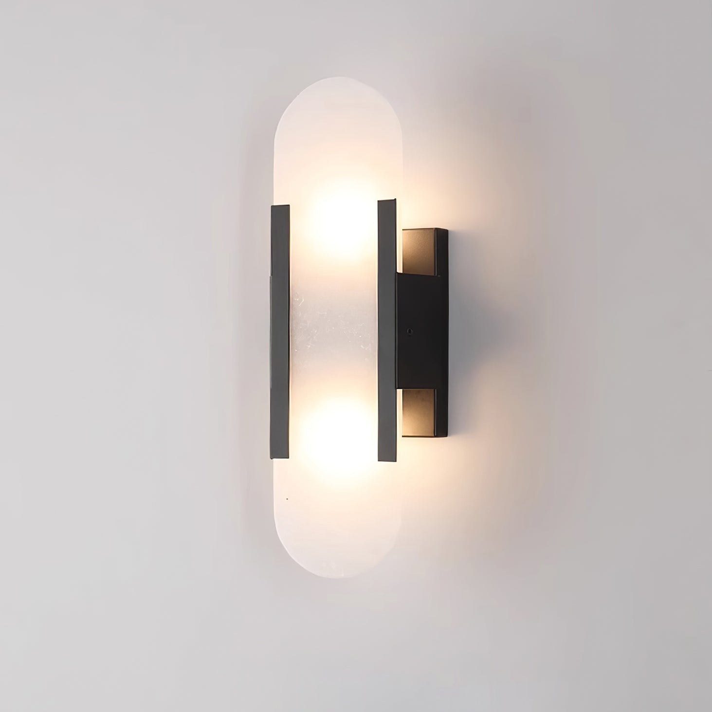 Elongated Alabaster Wall Sconce Light with Brass Accents for Modern Interiors 0