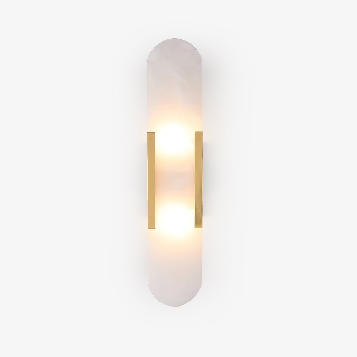 Elongated Alabaster Wall Sconce Light with Brass Accents for Modern Interiors 1