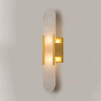 Elongated Alabaster Wall Sconce Light with Brass Accents for Modern Interiors 10