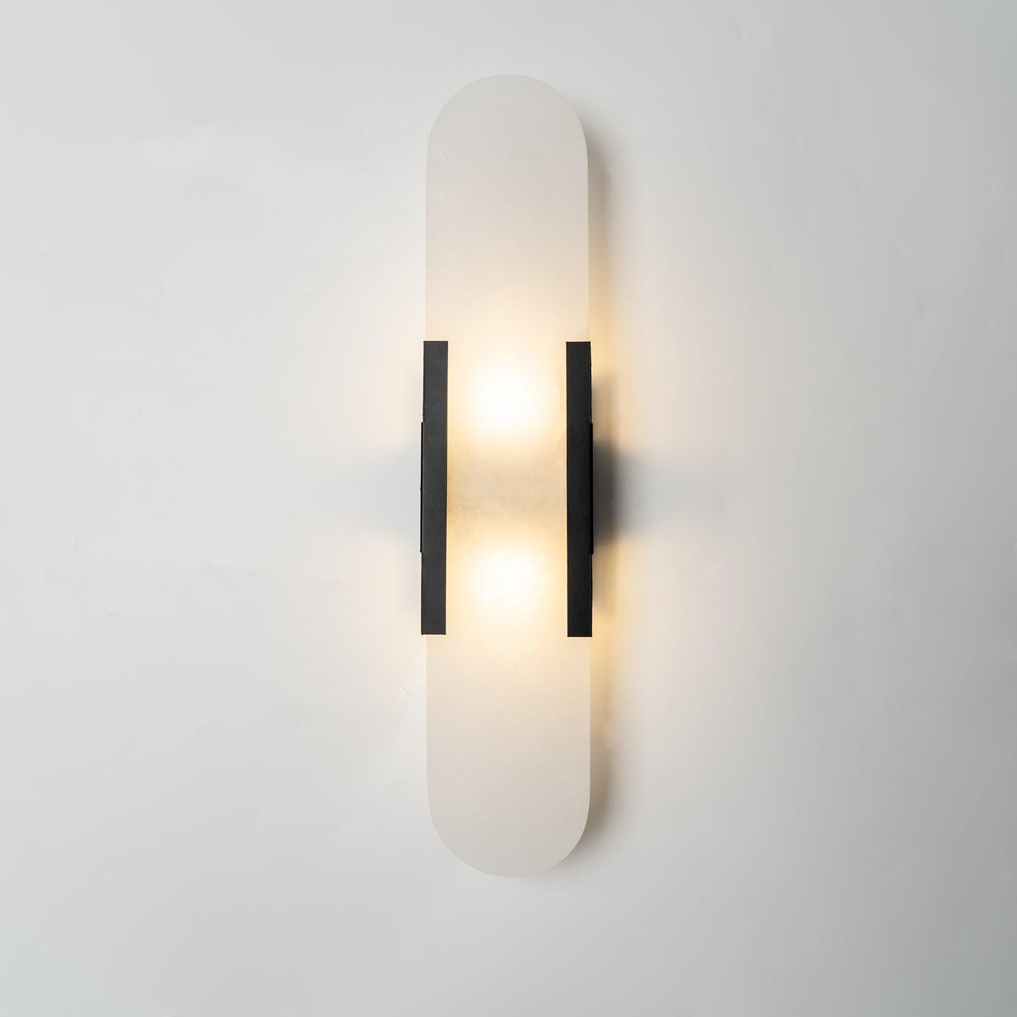 Elongated Alabaster Wall Sconce Light with Brass Accents for Modern Interiors 11