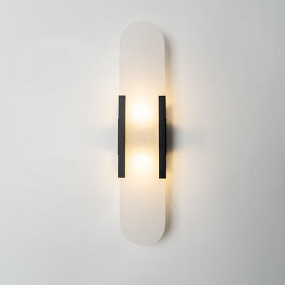 Elongated Alabaster Wall Sconce Light with Brass Accents for Modern Interiors 11