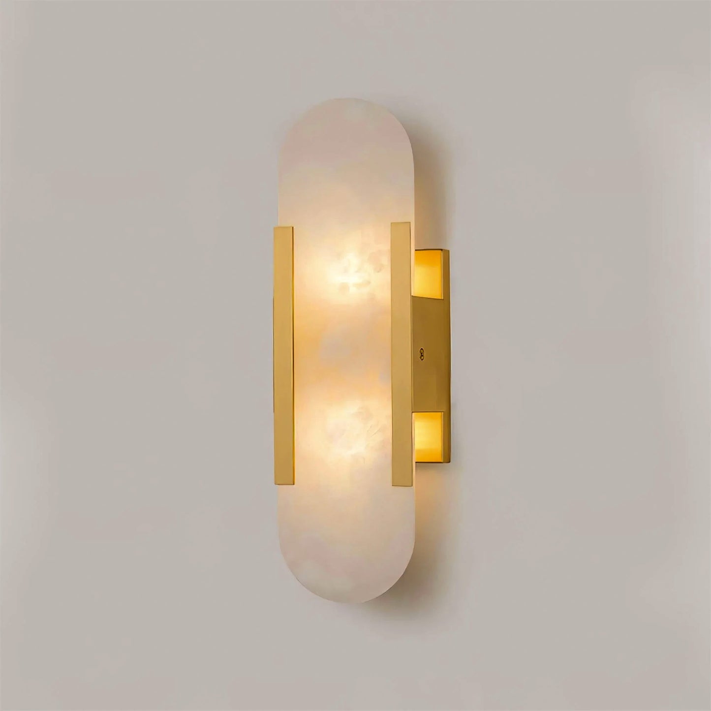Elongated Alabaster Wall Sconce Light with Brass Accents for Modern Interiors 12
