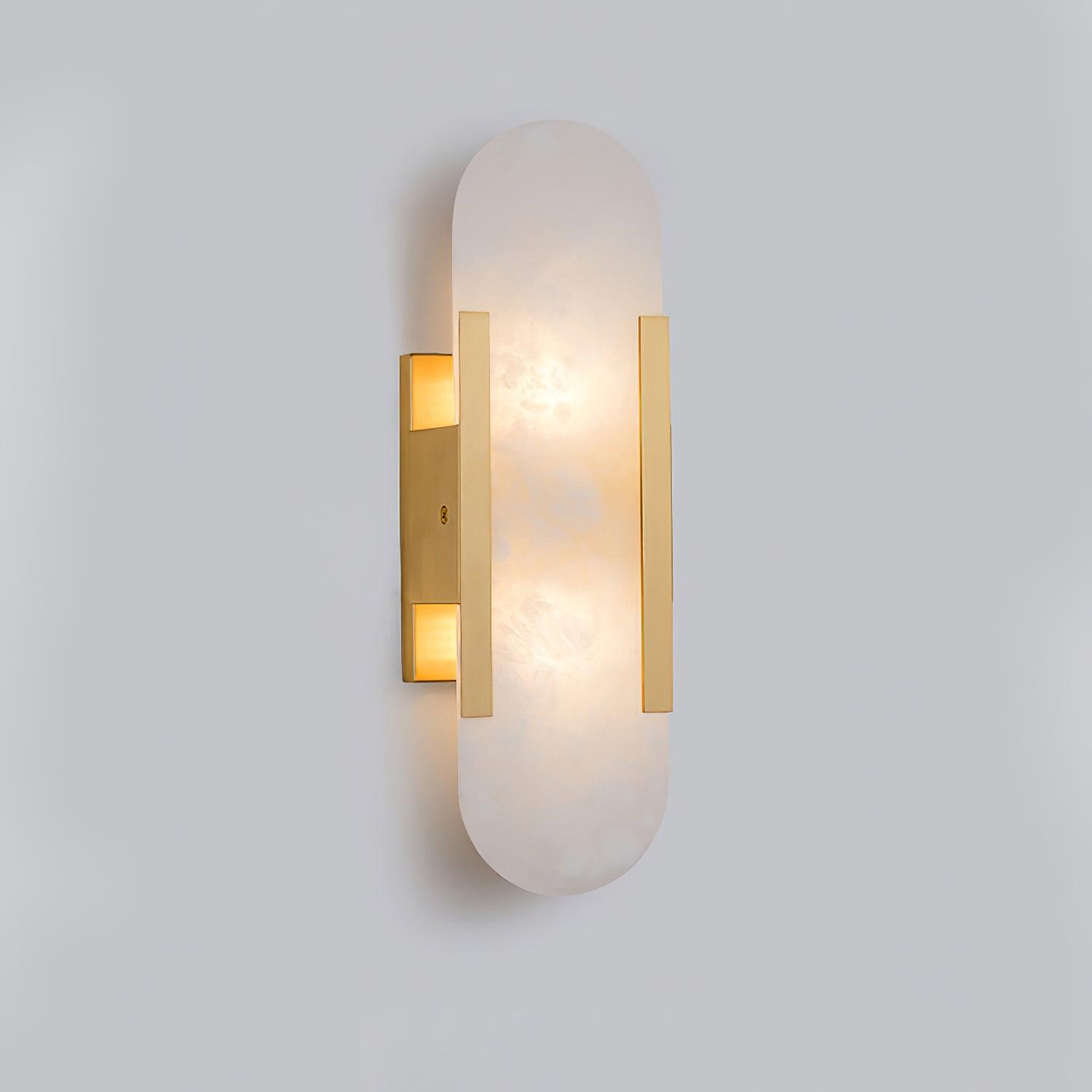 Elongated Alabaster Wall Sconce Light with Brass Accents for Modern Interiors 13