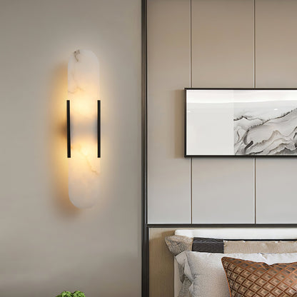 Elongated Alabaster Wall Sconce Light with Brass Accents for Modern Interiors 5