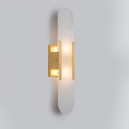 Elongated Alabaster Wall Sconce Light with Brass Accents for Modern Interiors 9
