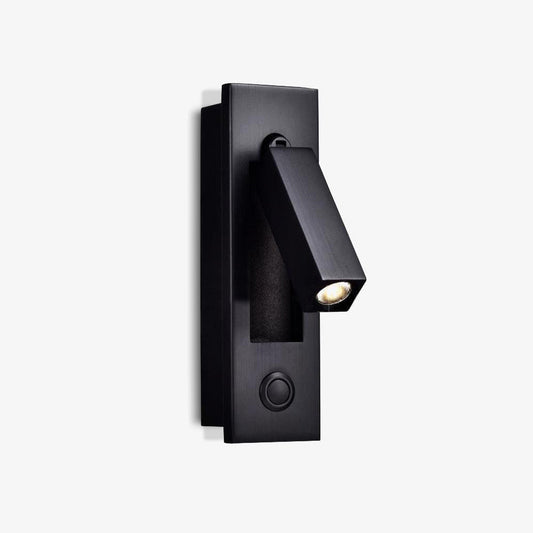 Black wall-mounted light fixture on a white background