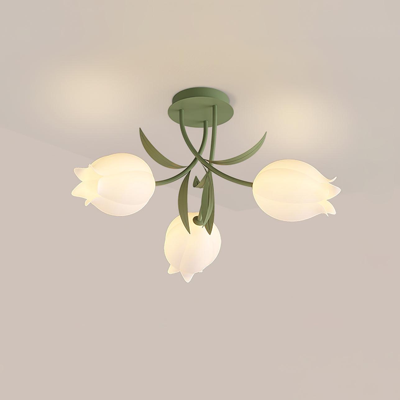 Flush Mount Ceiling Light with Elegant Floral Design for Living Spaces 0