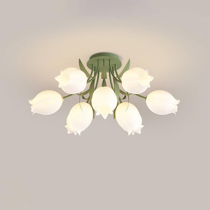 Flush Mount Ceiling Light with Elegant Floral Design for Living Spaces 10