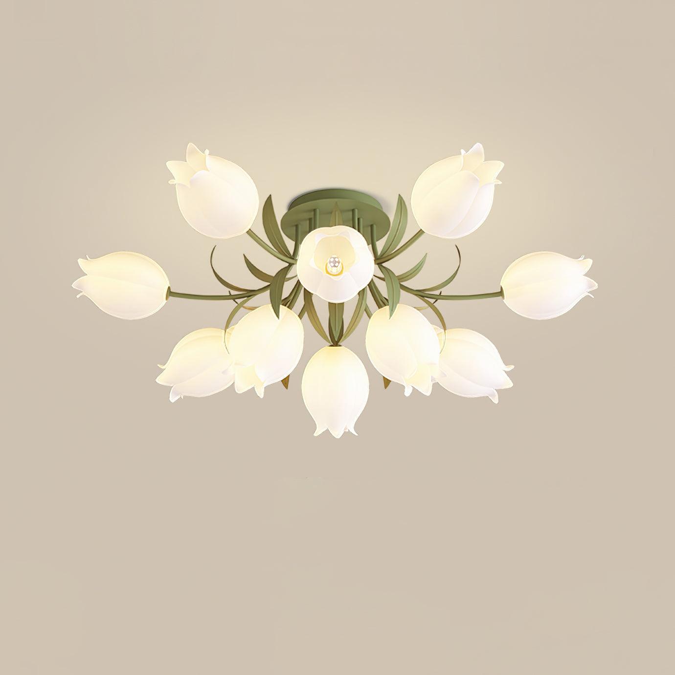 Flush Mount Ceiling Light with Elegant Floral Design for Living Spaces 12