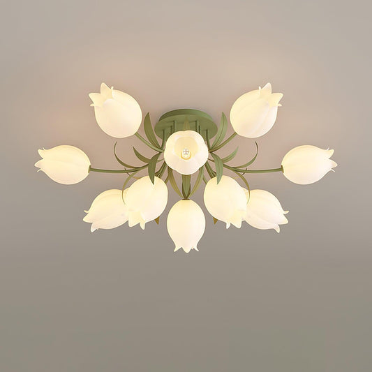 Flush Mount Ceiling Light with Elegant Floral Design for Living Spaces 2