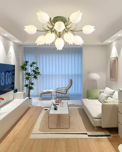 Flush Mount Ceiling Light with Elegant Floral Design for Living Spaces 3