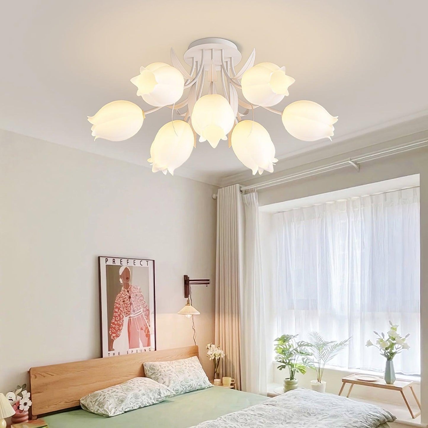 Flush Mount Ceiling Light with Elegant Floral Design for Living Spaces 8