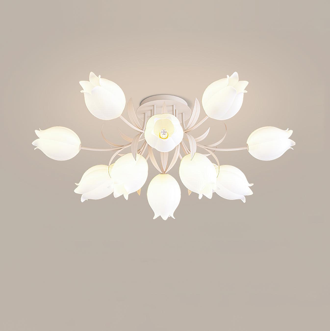 Flush Mount Ceiling Light with Elegant Floral Design for Living Spaces 9
