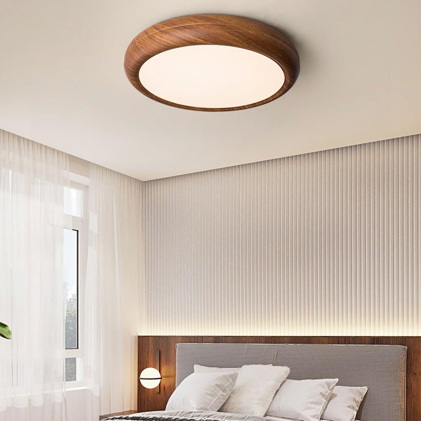 Flush Mount Ceiling Light with Wood Grain Design for Modern Home Décor 2