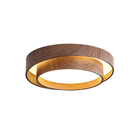 Flush Mount LED Ceiling Light Fixture in Modern Walnut Finish for Contemporary Interiors 0
