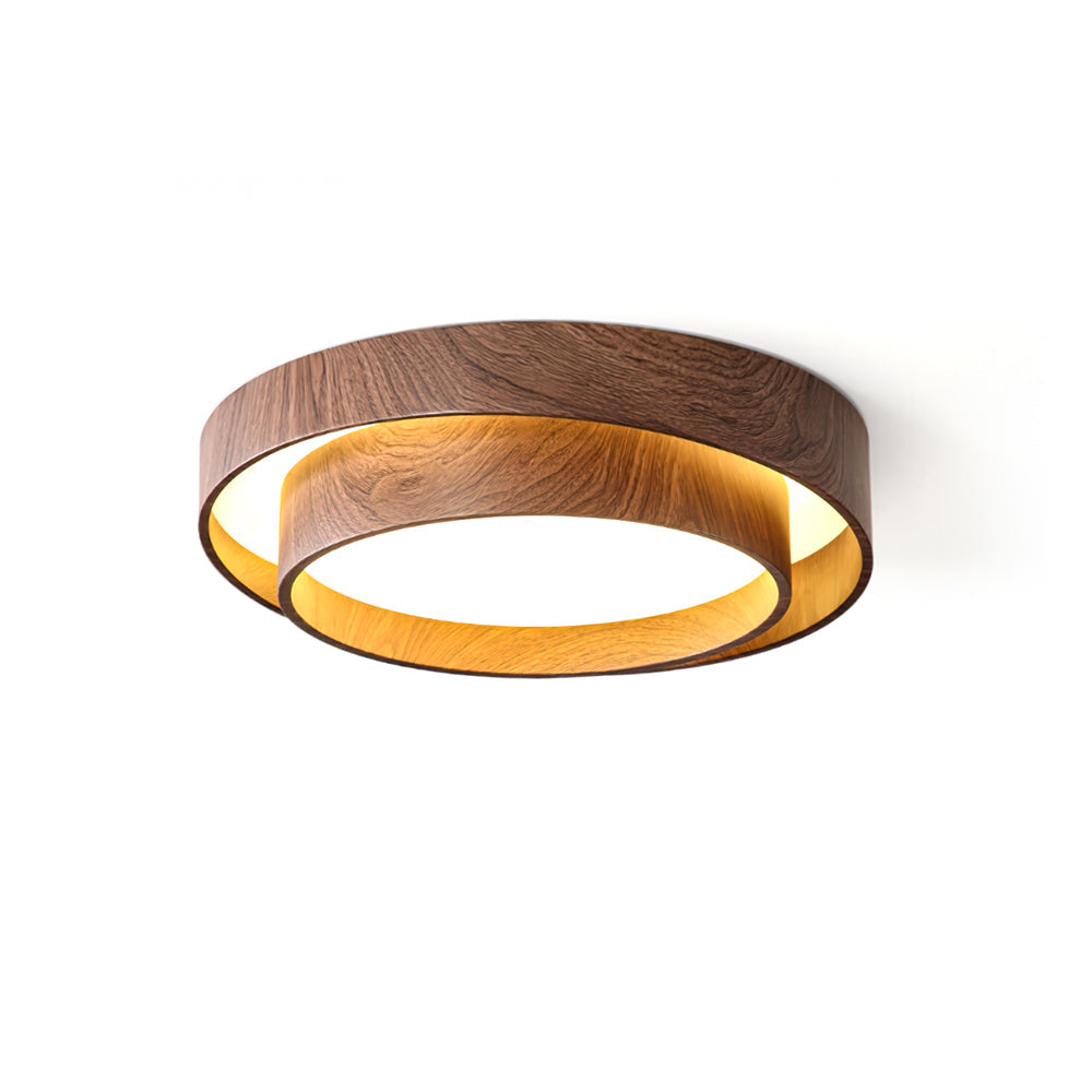Flush Mount LED Ceiling Light Fixture in Modern Walnut Finish for Contemporary Interiors 1