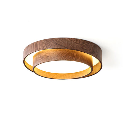 Flush Mount LED Ceiling Light Fixture in Modern Walnut Finish for Contemporary Interiors 1