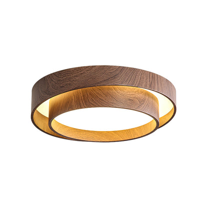 Flush Mount LED Ceiling Light Fixture in Modern Walnut Finish for Contemporary Interiors 9