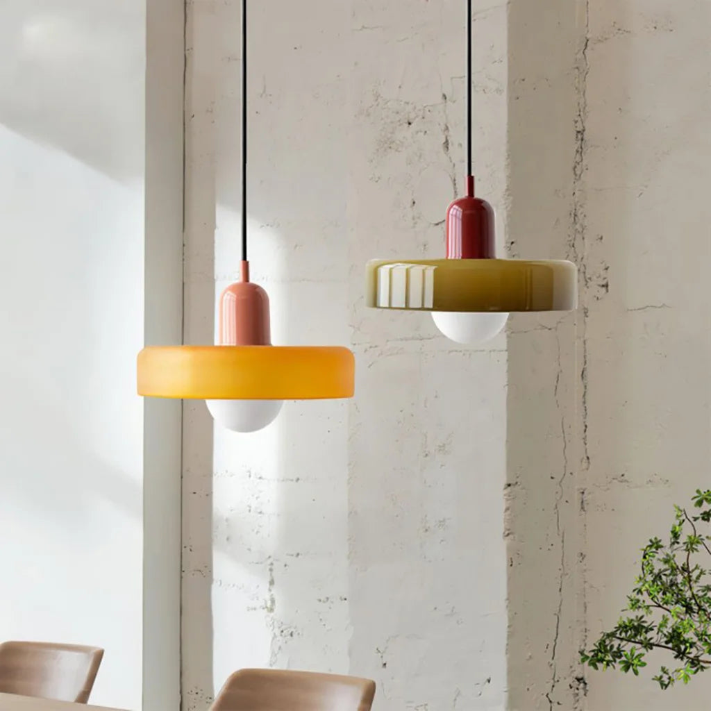 Glass Pendant Light - Elegant Disc Orb Hanging Lights for Modern Interiors 3