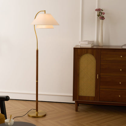 Modern Arc Floor Lamp with Layered Fabric Shade for Living Room Ambiance 7