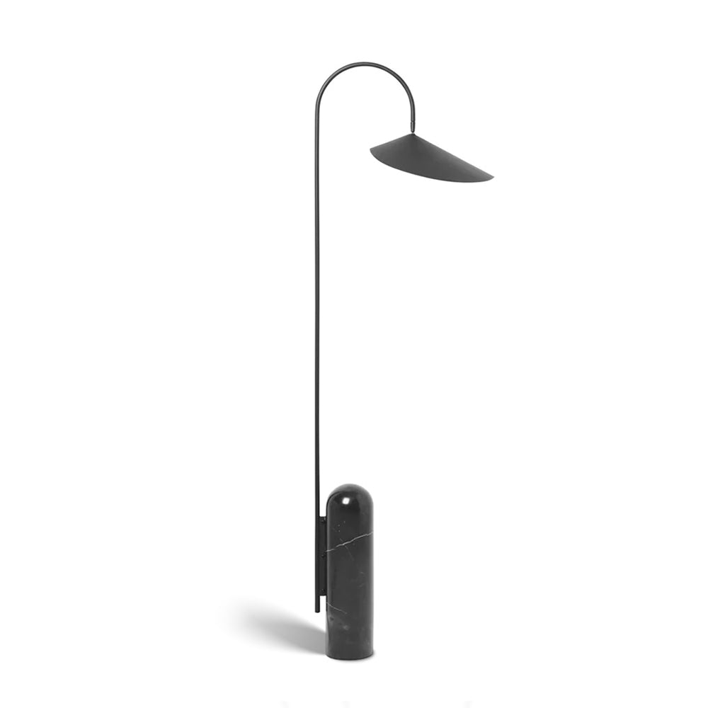 Modern Black Arc Floor Lamp with Curved Design and Marble Base for Indoor Use 1