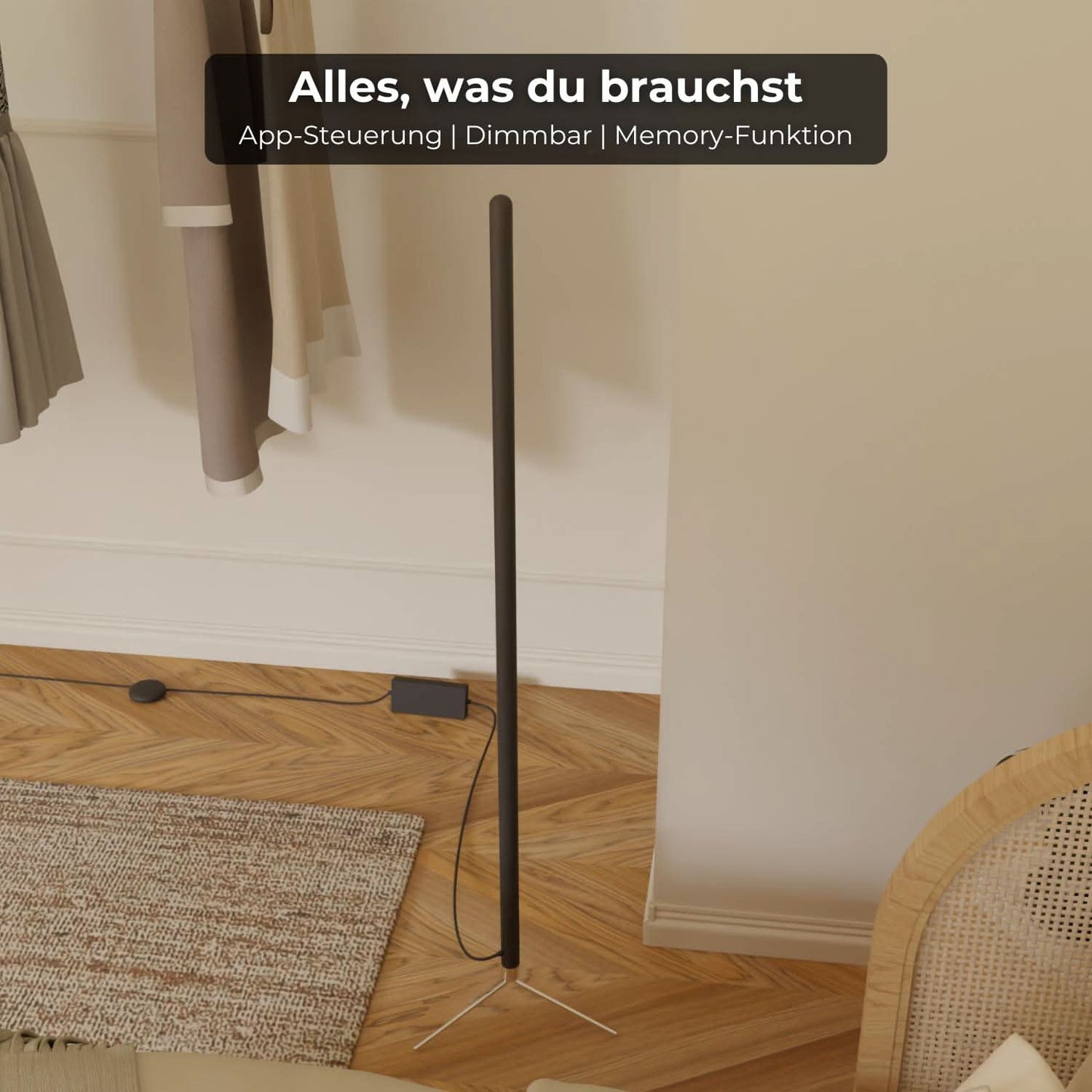 Modern Black Floor Lamp - Stylish Standing Lamp for Living Room Decor