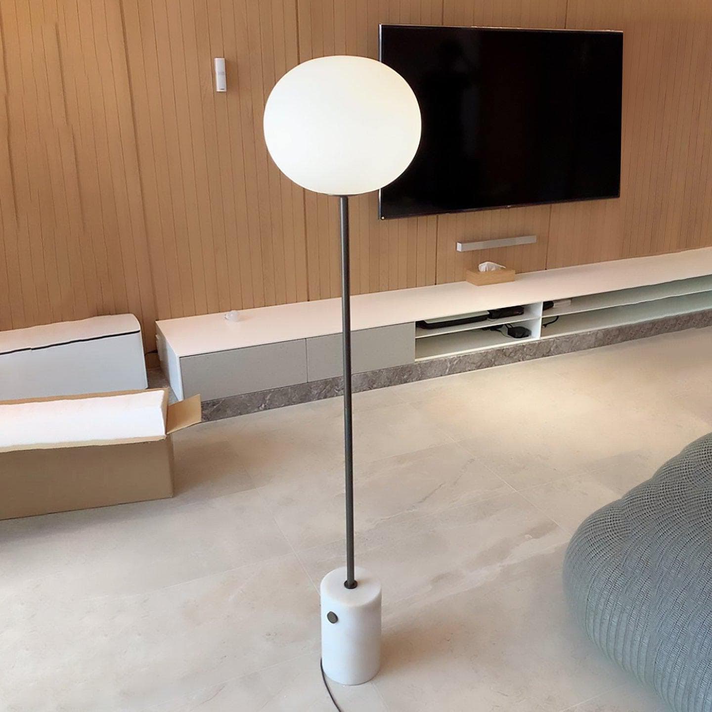 Modern Brass Floor Lamp with Opal Glass Shade for Living Room Lighting 0