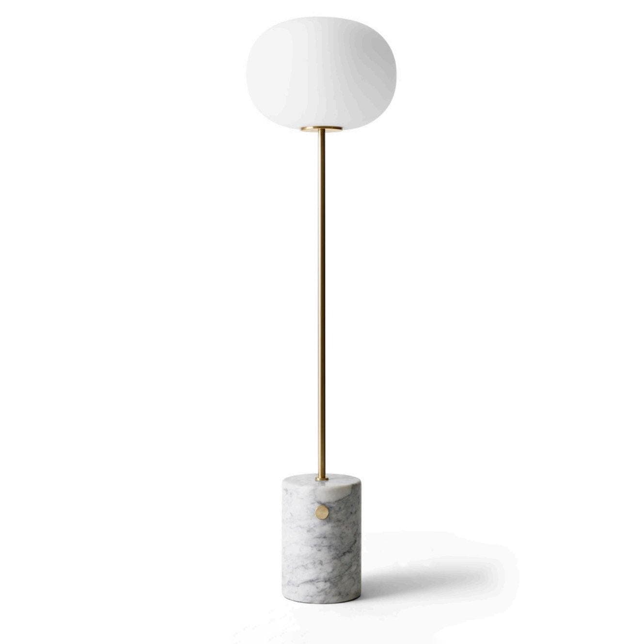 Modern Brass Floor Lamp with Opal Glass Shade for Living Room Lighting 1