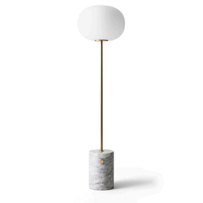 Modern Brass Floor Lamp with Opal Glass Shade for Living Room Lighting 1