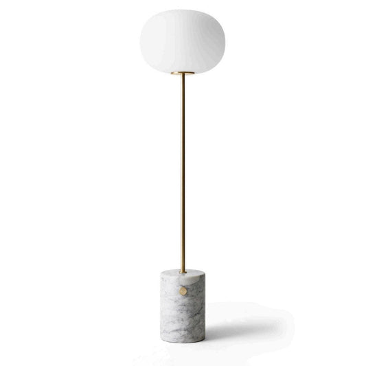 Modern Brass Floor Lamp with Opal Glass Shade for Living Room Lighting 1