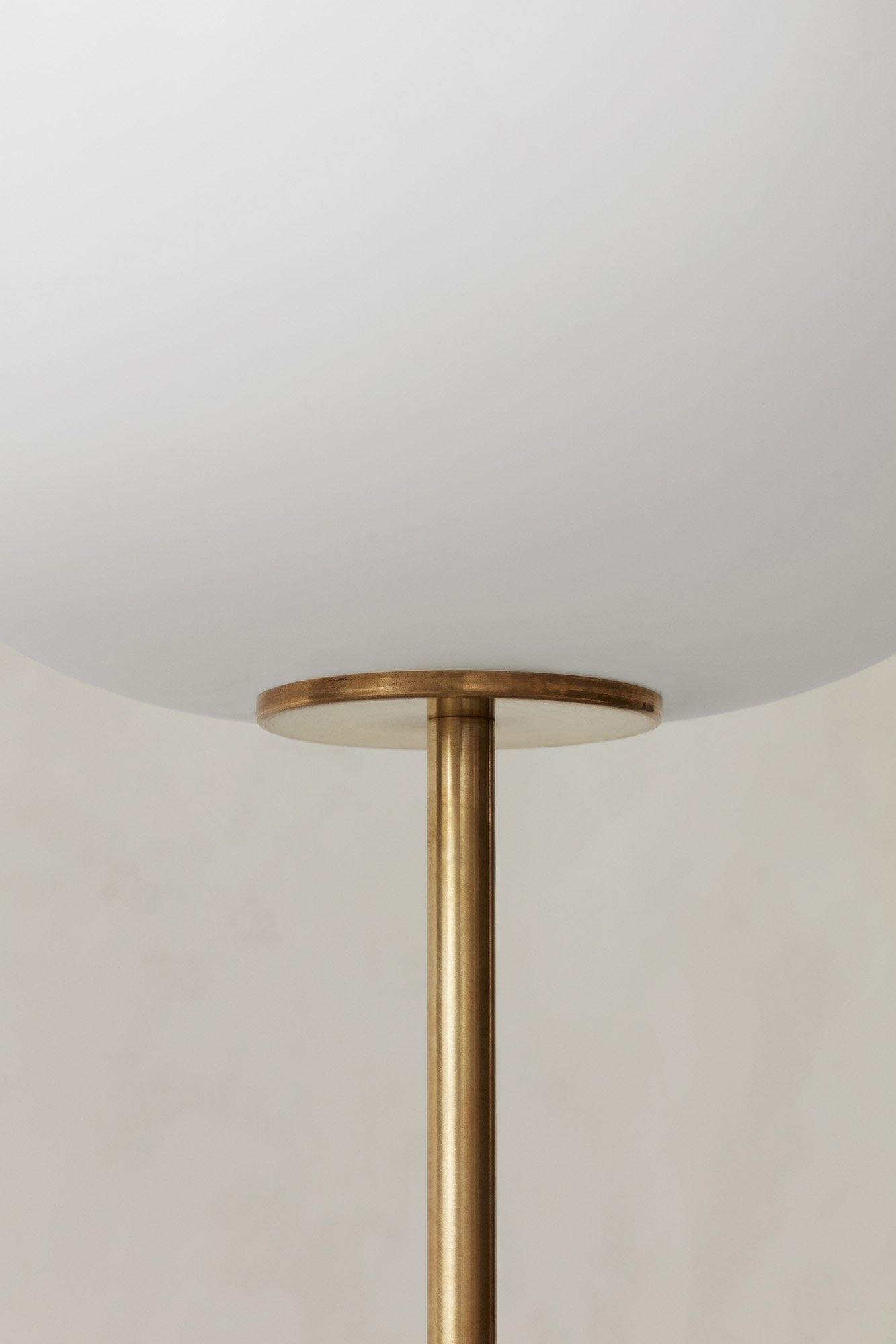Modern Brass Floor Lamp with Opal Glass Shade for Living Room Lighting 5